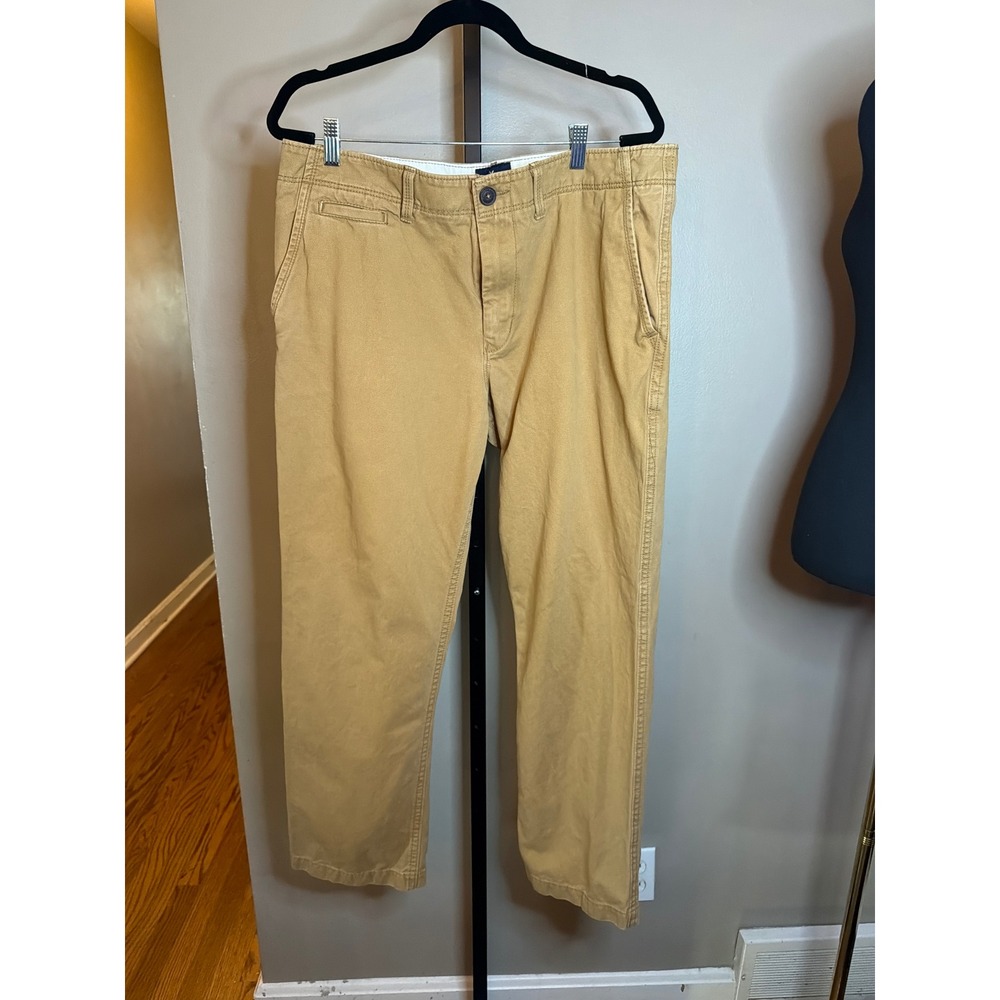 American Eagle Relaxed Straight Khaki Chino Pants Mens 36x32 Tan Cotton Twill